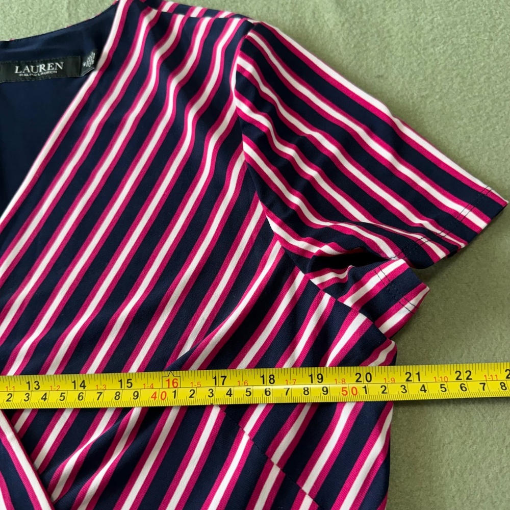 Lauren Ralph Lauren Women’s Multicolored Stripe Flare Short Sleeve Dress Size 16 - Picture 9 of 13